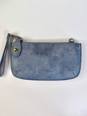 Joy Susan Lux Crossbody Wristlet Dusty Blue Lux Vegan Leather Convertible Clutch